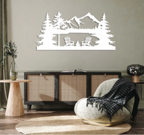 LAKE VIEW - METAL WALL ART (Color: White)