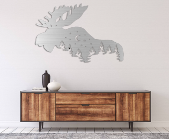 MOOSE ALTERNATIVE - METAL WALL ART (Color: Silver)