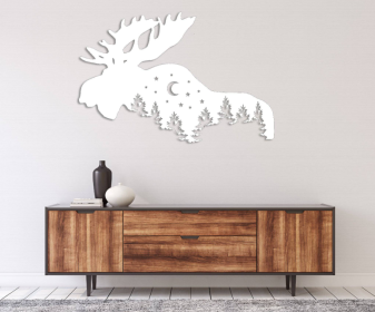 MOOSE ALTERNATIVE - METAL WALL ART (Color: White)