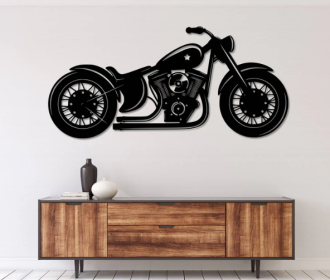 MOTORCYCLE - METAL WALL ART (Color: Black)