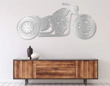 MOTORCYCLE - METAL WALL ART (Color: Silver)