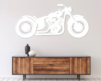 MOTORCYCLE - METAL WALL ART (Color: White)