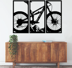 MOUNTAIN BIKE (3 PIECE) - METAL WALL ART (Color: Black)