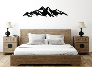 MOUNTAINS - METAL WALL ART (Color: Black)