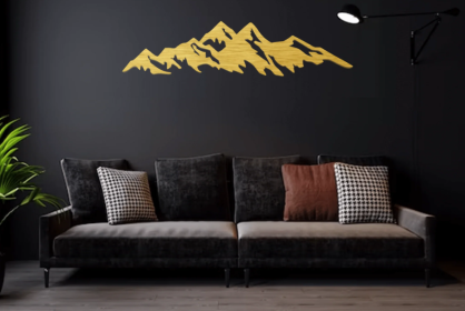 MOUNTAINS - METAL WALL ART (Color: Gold)