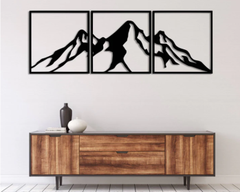 MOUNTAIN RANGE (3 PIECE) - METAL WALL ART (Color: Black)