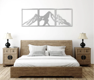 MOUNTAIN RANGE (3 PIECE) - METAL WALL ART (Color: Silver)