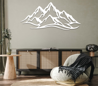 MOUNTAIN RANGE - METAL WALL ART (Color: White)