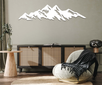 MOUNTAINS - METAL WALL ART (Color: White)