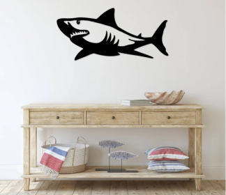 SHARK - METAL WALL ART (Color: Black)