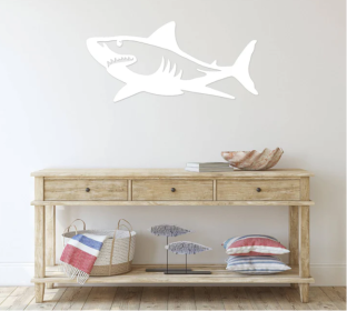 SHARK - METAL WALL ART (Color: White)