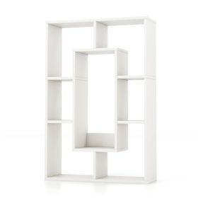 7-Cube Geometric Bookshelf Modern Decorative Open Bookcase (Color: White)