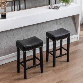 Backless Bar Stools, 2-Pcs Set (Color: Black)